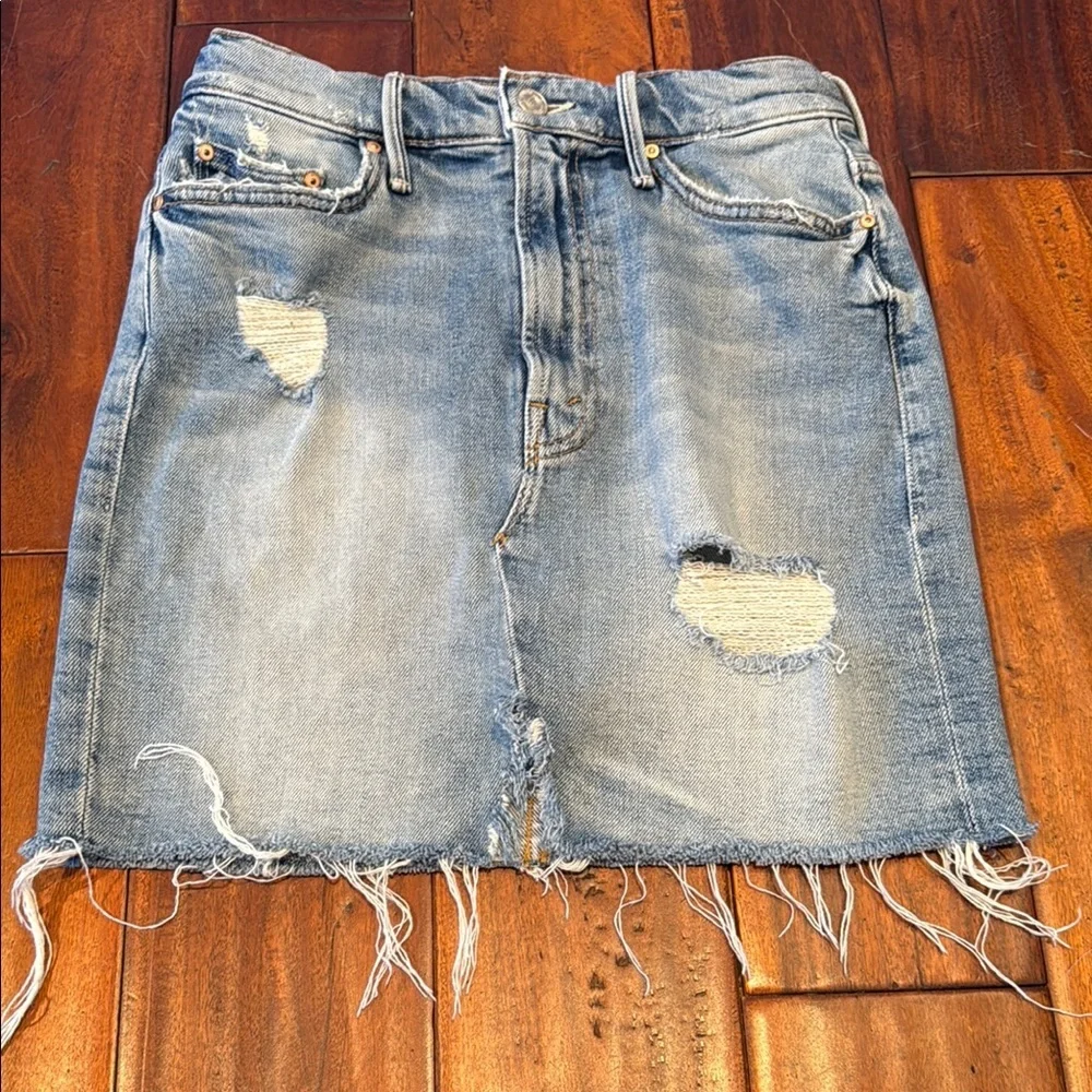Mother “The Sacré﻿d Slit Mini” Light Blue Denim Skirt | Sz 25–26 - Picture 2 of 10